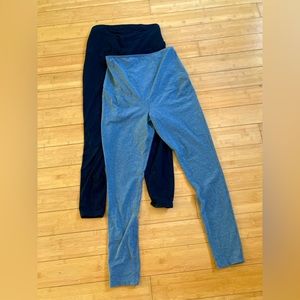 Maternity tights, gray and black, Isabel and Old Navy, both size medium leggings